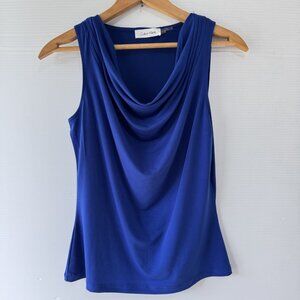 Calvin Klein Petites S Blue Atlantis Cowl Neck Sleeveless Top NWT SPCM863A